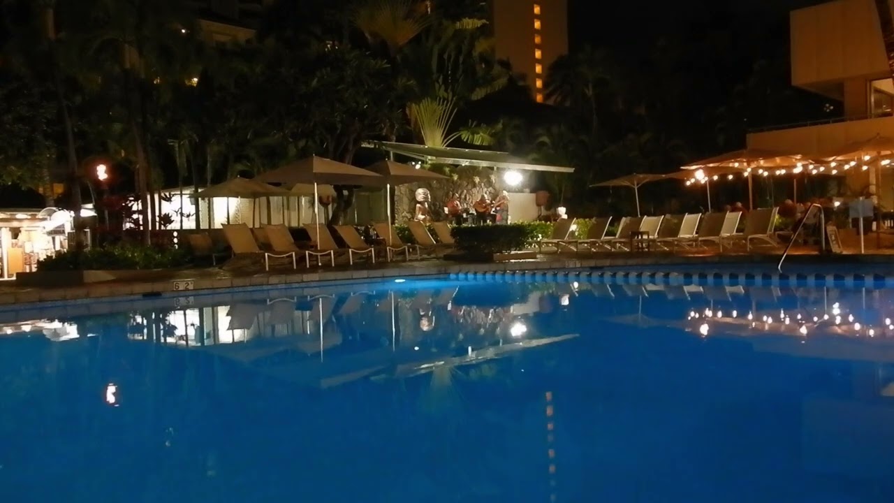 "Live music poolside at the Sheraton Princess Kaiulani, Honolulu, Hawaii"