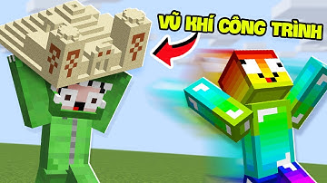 Minecraft Bedwars Nhưng CÔNG TRÌNH Trở Thành VŨ KHÍ Siêu Mạnh Troll Noob Team