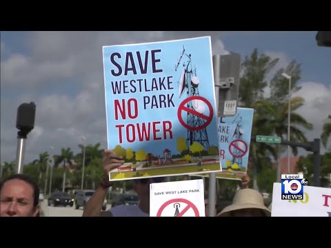 West Lake Park residents protest radio tower