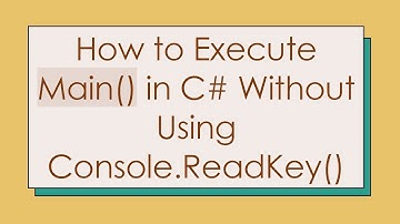 How to Execute Main() in C#  Without Using Console.ReadKey()