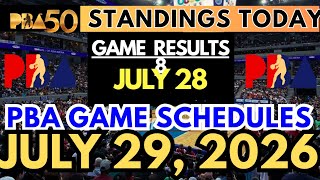 PBA STANDINGS as of JULY 28, 2026 | GAME SCHEDULE • JULY 29 #pba #pbastandings #schedule