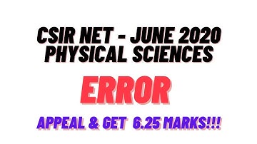 CSIR NET | JUNE 2020 | PHYSICAL SCIENCE I PHYSICS | WRONG QUESTION