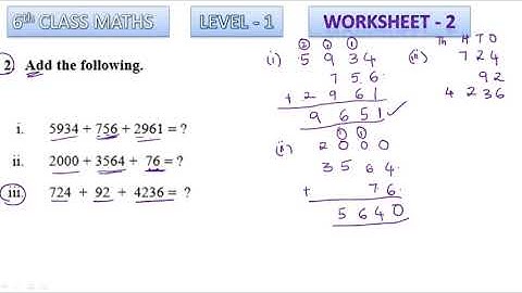 6th Class Maths Work Sheet - 2  Level - 1 |TS|