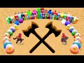 Spiderman &amp; How to Make Rainbow Axes with Big Balloons Fanta, Mtn Dew, Coca Cola and Mentos vs Sodas