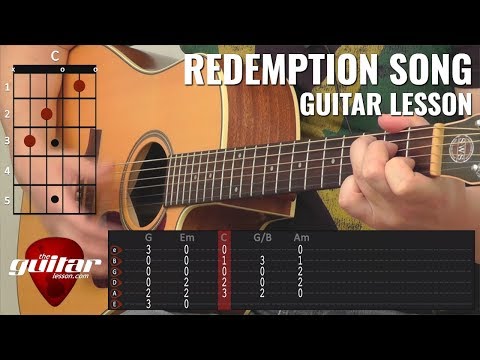 Redemption Song guitar lesson with animated chords & tabs