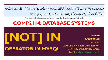 SQL Statements - IN and NOT IN Operator in MySQL by Shahzad Ali
