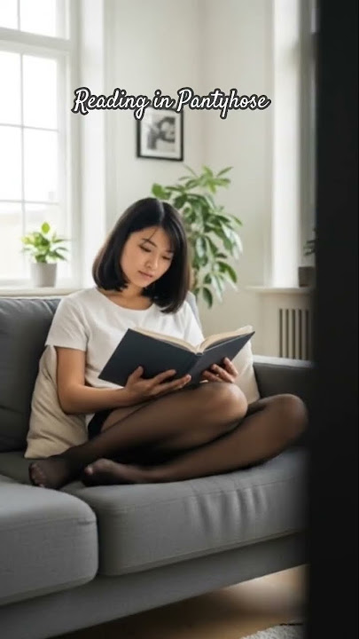 Lounging in comfortable pantyhose! Black nylon stockings tights legs Asian girl lady model