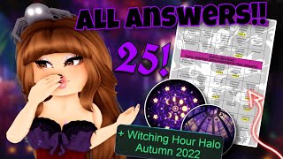How To WIN Autumn Halo 2022!! ALL 25 Halo ANSWERS With Outcomes Chart!!! | Royale High | Roblox