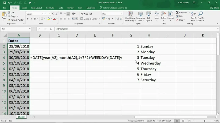 Highlight the 2nd Saturday and Sunday of any Given Month - Excel Trick