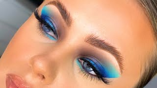 BLUE SMOKEY EYE MAKEUP TUTORIAL | NEW YEARS EVE MAKEUP| Hannah Webster