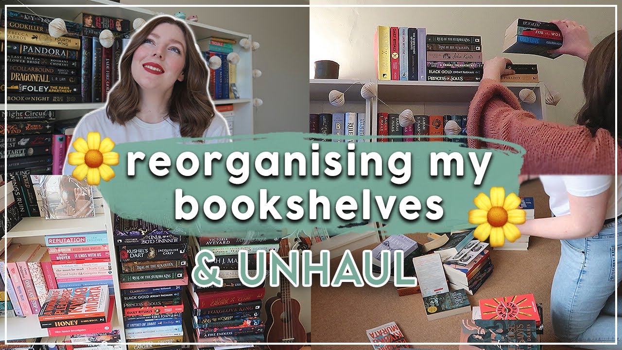 SPRING CLEANING MY BOOKSHELVES & HUGE BOOK UNHAUL | 2024 bookshelf reorganisation & reset 🌸📚