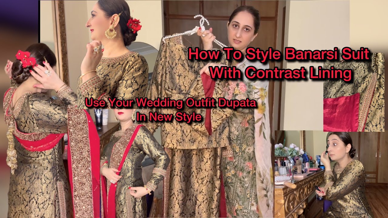 Pure Atlas Suit With Contrast Lining || Paired With My Wedding Outfit Dupata || Styling Ideas 