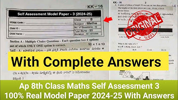 💯Ap 8th class Fa3 maths real question paper 2025|8th maths self assessment 3 model paper and answers