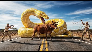 Fearless Rescuers Save Mother Cow from Giant Python’s Deadly Ambush 🐍