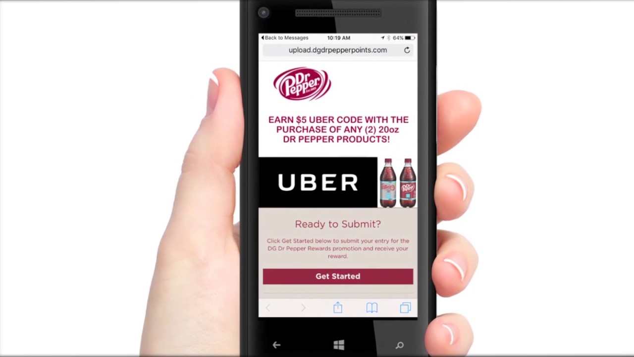 Dr. Pepper Uber Code at Terrible Herbst