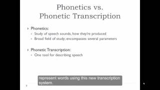 Phonology and Phonetic Transcription Part 1 Introduction