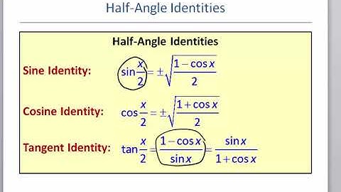 Math 127 Section 7.3 Half Angle Identities