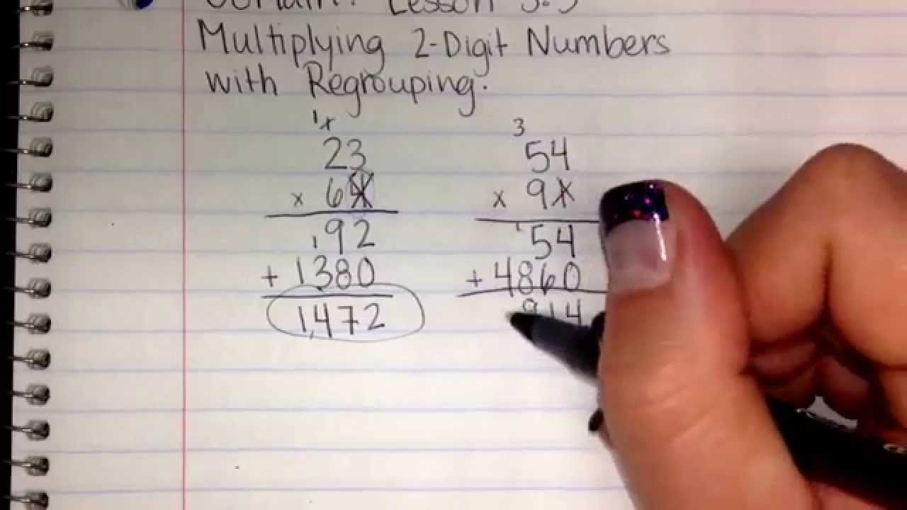 GoMath! Lesson 3.5 (Multiplying 2-Digit Numbers with Regrouping) - YouTube
