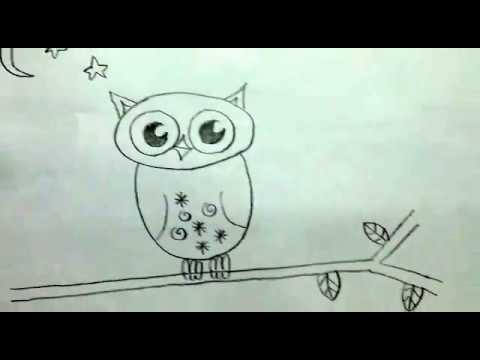 8 year old girl teaches " How to draw an Owl" easy and cute for kids