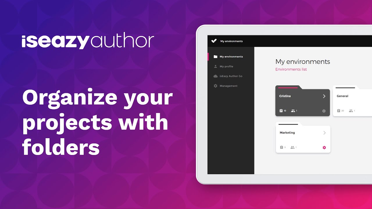 Organize your projects with folders | isEazy Author
