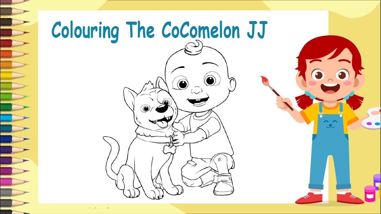 CoComelon JJ With Dog Coloring Page | The Coloring Page - YouTube