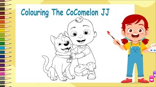 Celebrity CoComelon JJ With Dog Coloring Page | The Coloring Page Net Worth