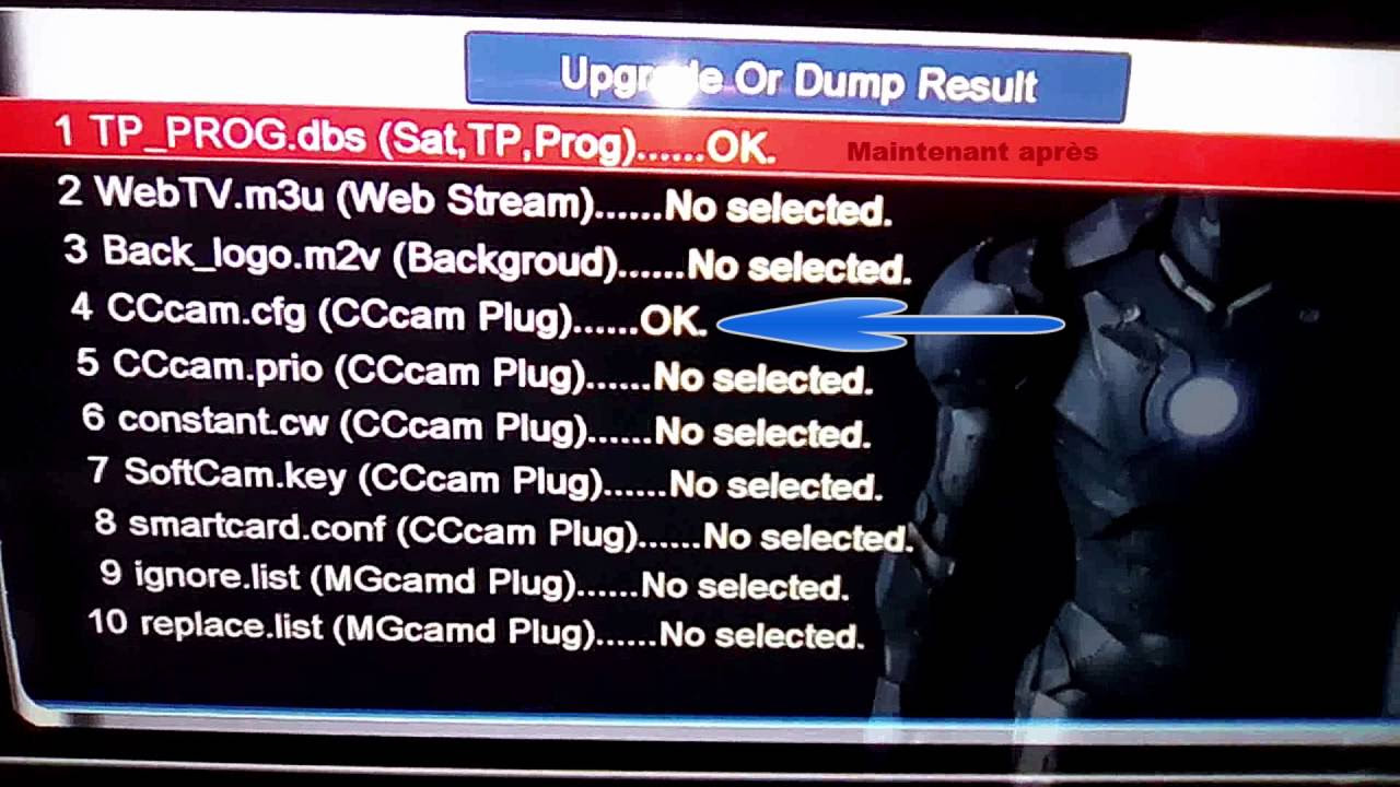 Skybox: Config Antenne+Installation+liste channel+cfg