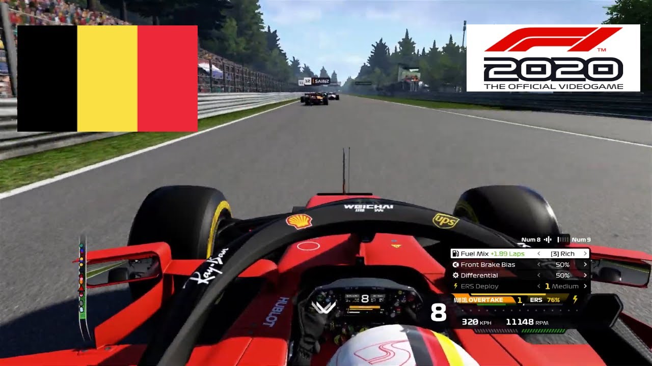 F1 2020 Belgian Grand Prix _ Race 25% Sebastian Vettel Ferrari  | Gameplay Keyboard