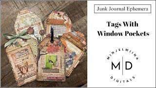 Junk Journal Ephemera | Tags With Window Pockets