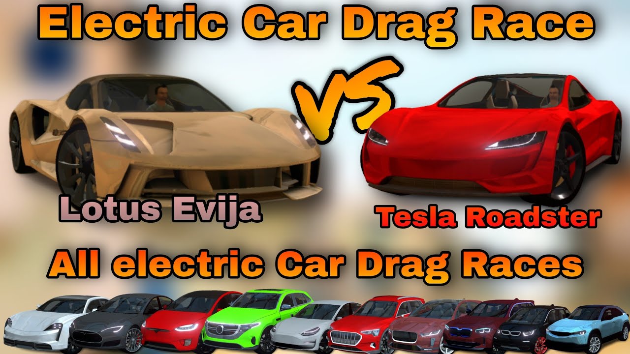 Driving School Sim Electric Car Drag Race Tesla vs Lotus BMW