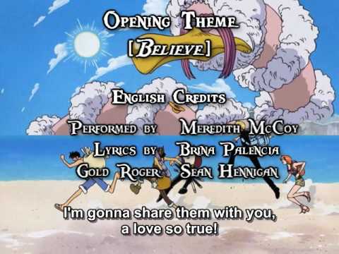 One Piece OP 02 - Believe (FUNimation English Dub, Sung by Meredith McCoy, Subtitled)