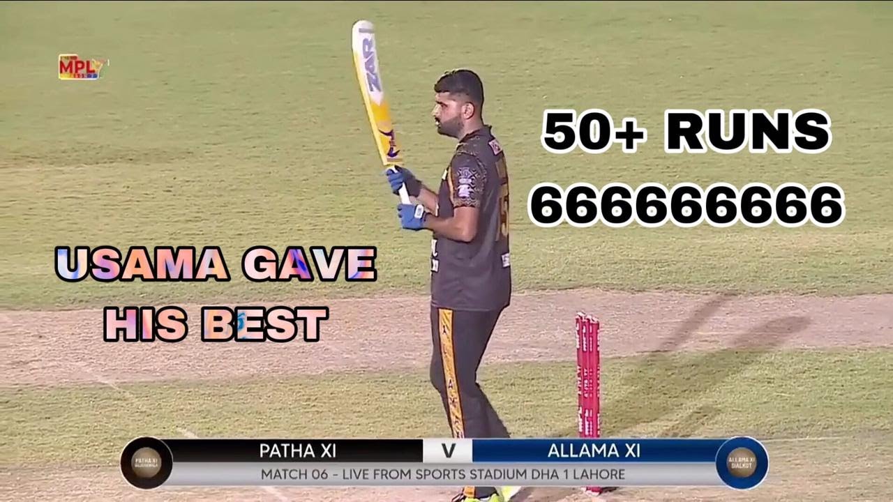 MPL LAHORE 23 || USAMA ALI SIALKOT BEST PERFORMANCE || FIFTY PLUS RUNS ...