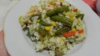 Рис отварной с овощами и грибами Рис отварной с овощами и грибами