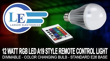 12 Watt RGB LED A19 Style Remote Control Light - Dimmable - Color Changing Bulb - Standard E26 Base