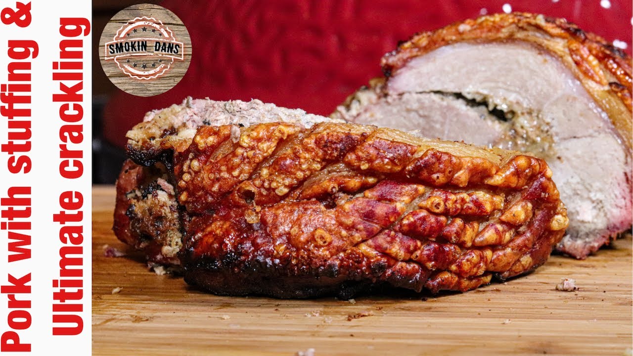Pork with stuffing & ULTIMATE crackling on the Kamado Joe