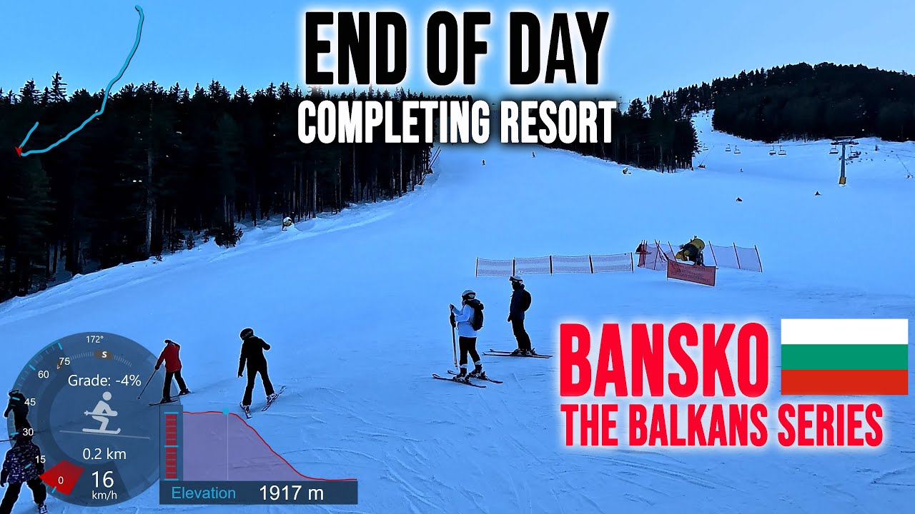 [4K] Skiing Bansko, End of Day - Completing Resort - Pistes 7, 8 and 1, Bulgaria, GoPro Hero13