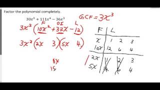 Factoring Trinomials Using a Chart