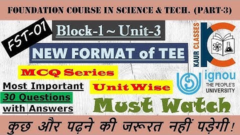 Must Watch - New Format MCQs Based | FST-01 (Part-3) Block-1, Unit-3 | For BA/BCom/BSc | TEE | IGNOU