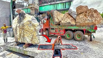 Amazing Process! of Huge Truck Unloading Stone In The Factory & Making Marbile, s manufacturing 