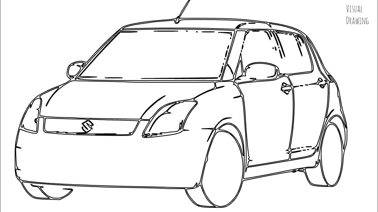 Suzuki Swift Car Sketch Drawing Easy, How To Draw a Simple Quick Suzuki
