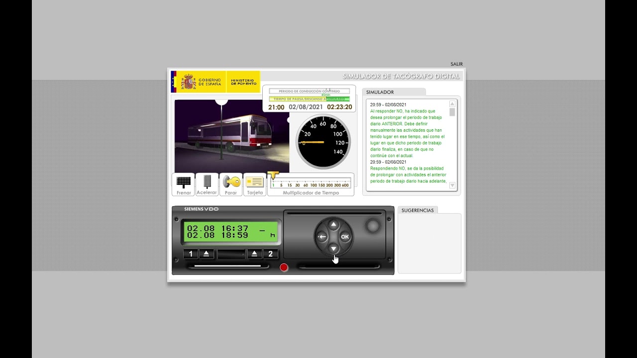 Entrada manual en tacógrafo digital
