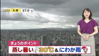 【北海道の天気 8/26(木)】3日ぶりに真夏日が復活　週末にかけて蒸し暑さが続く (21/08/26 12:00)