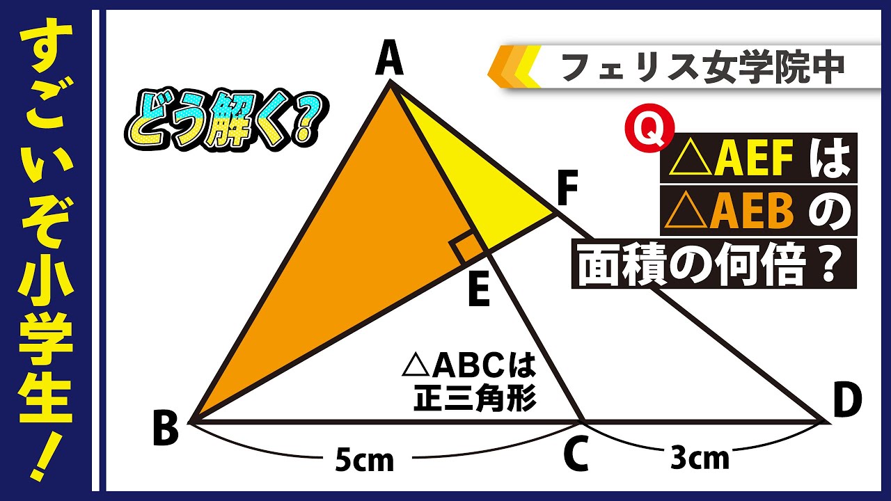 面白い算数問題】どう解く？ 中学受験 算数 平面図形 フェリス女学院中