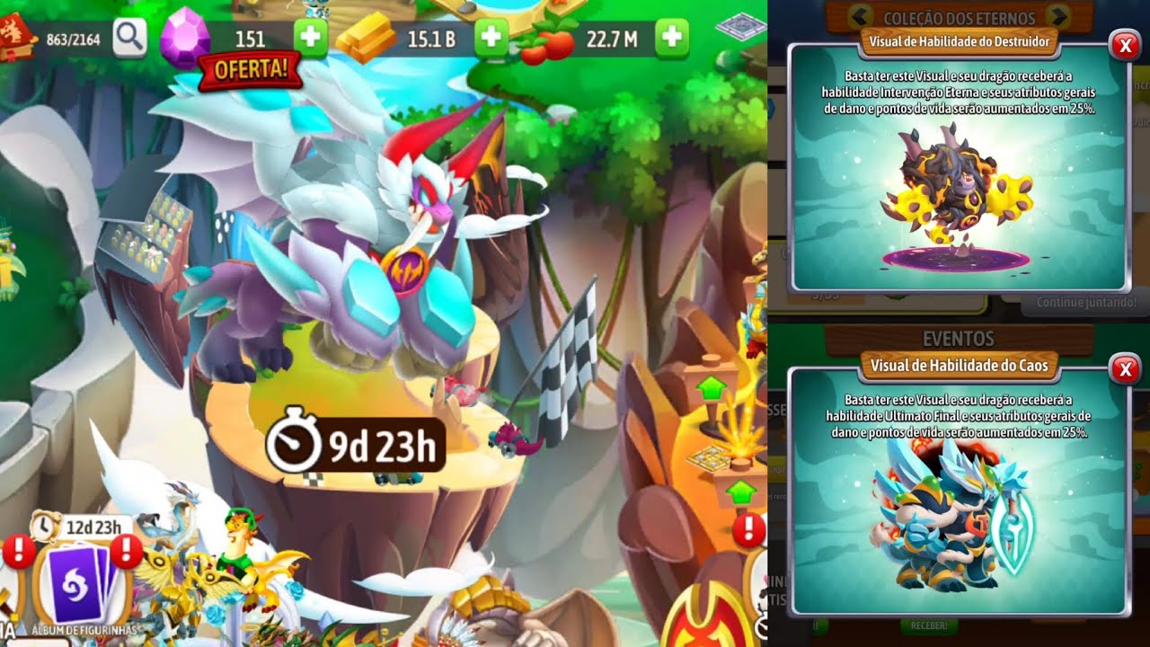 Dragon City - Corrida Mítica,Skins do Destruidor Eterno e o Corrompido Caos