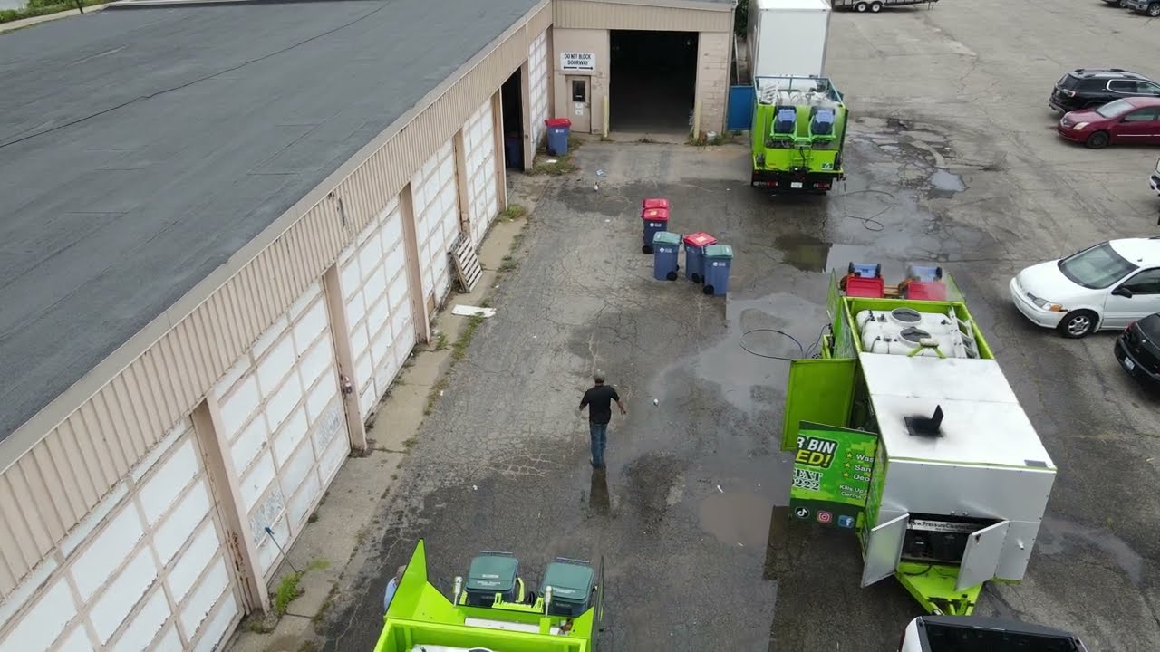 Training day #1, The Cleaning Company LLC, Cleaning trash bins for The City of Grand Rapids, MI