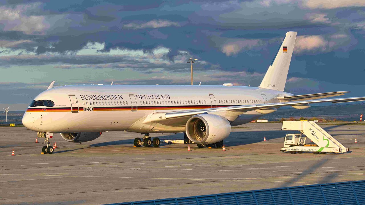 first landing of a Luftwaffe A350 at Erfurt-Weimar Airport| 16.10.2022 (4K/ 21:9)