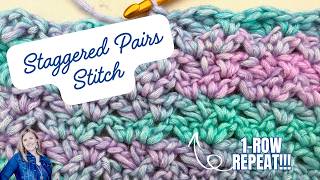 EASY 1-ROW REPEAT! 🧶 Crochet the Staggered Pairs Stitch