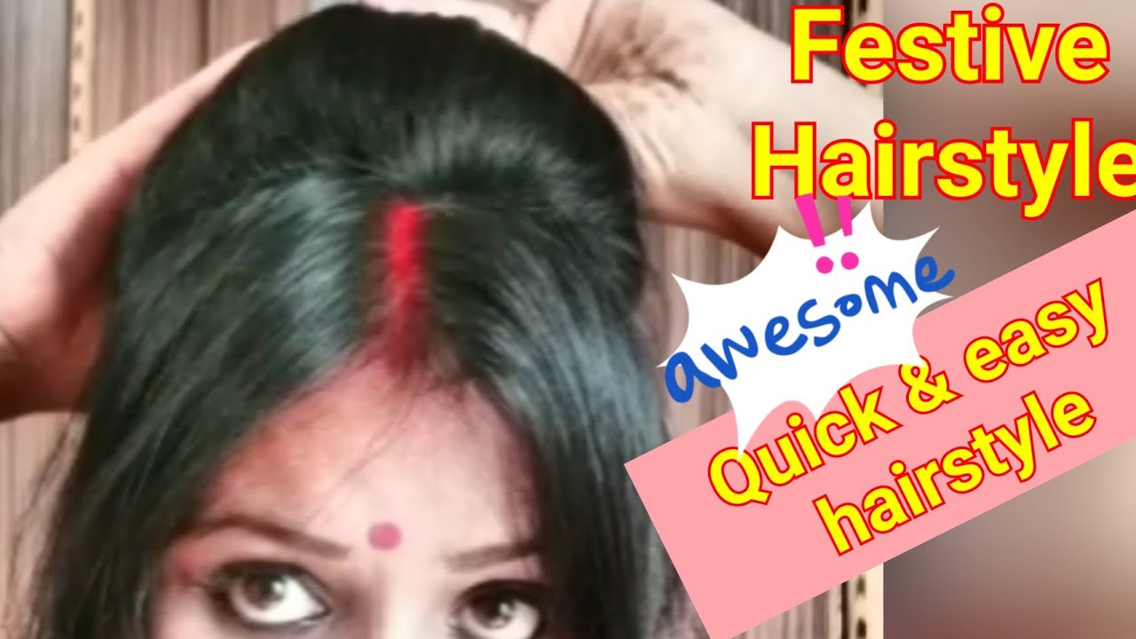 Hairstyle in saree|sindoor look||Diwali hairstyle دیدئو dideo