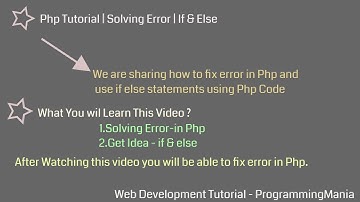 Php Tutorial | Solving Errors | If & Else