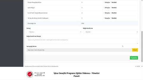 İşkur Gençlik Programı Eğitim Videosu Yönetici Paneli
